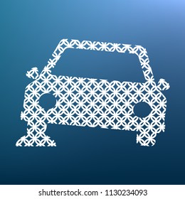 Car parking sign. Vector. White textured icon at lapis lazuli gradient background.