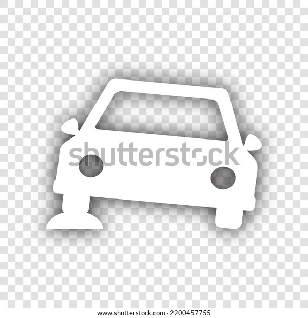 Car parking sign.\
White Icon with dropped natural gray Shadow at transparent\
Background. Illustration.