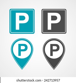 Car parking signs set, vector illustration
