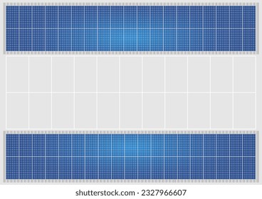 Car Parking with Solar Roof in Top View. Solar panels Installed over Car Parking. Vector Illustration.