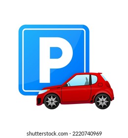 Car Parking Space Icon On White Background. Parking Lot. Vector Illustration.