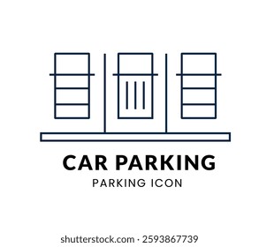 Car Parking Space line Icon Set . Vector Illustration