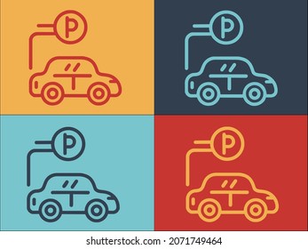 Car Parking Space Logo, Simple Flat Icon of car,space,lot