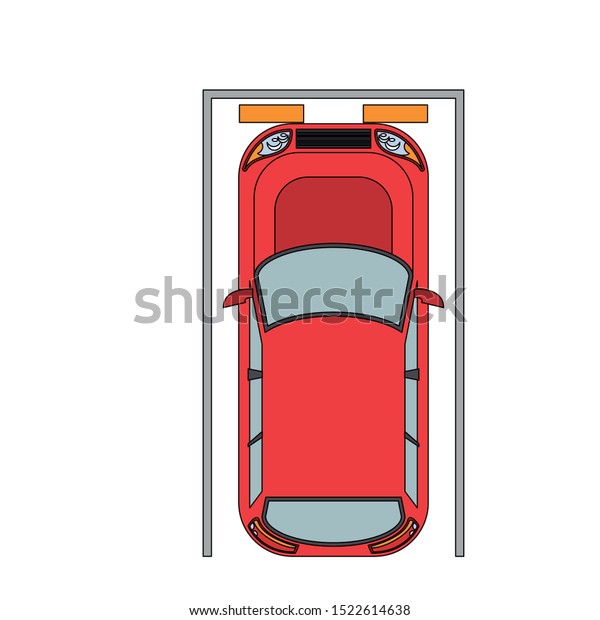 car in parking spot over white background,\
vector illustration