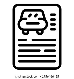 Car parking ticket icon. Outline car parking ticket vector icon for web design isolated on white background