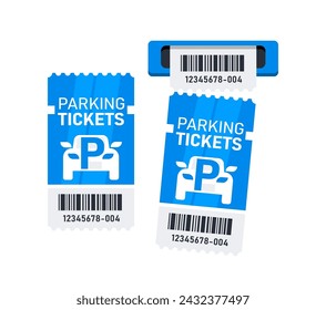 Car Parking ticket, receipt template. Paper receipt from ticket machine slot. Parking zone. Payment station. Vector illustration