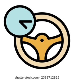 Car parking time icon outline vector. Park place. Space zone color flat
