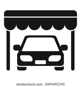 Car parking under awning icon in simple style on a white background