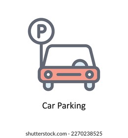 Car Parking Vector   fill outline Icons. Simple stock illustration stock