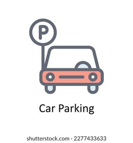 Car Parking Vector    Fill Outline Icons. Simple stock illustration stock