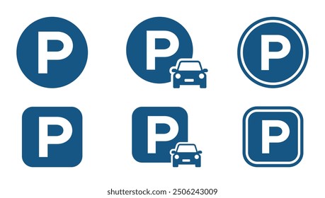 Car parking vector icon collection