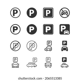 Car parking vector icon set. Parking sign