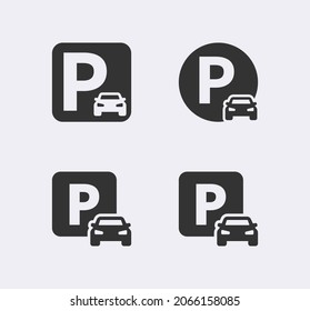 Car parking vector icon set. Parking sign