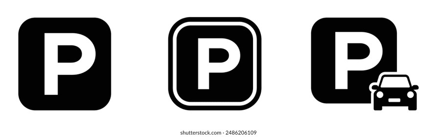 Car parking vector icons set