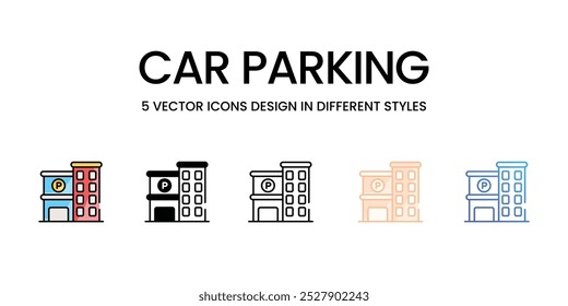 Car Parking vector icons set stock illustration