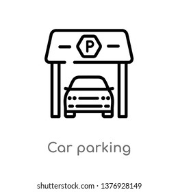 car parking vector line icon. Simple element illustration. car parking outline icon from transport concept. Can be used for web and mobile