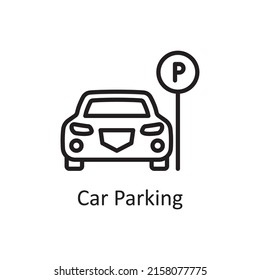 Car Parking vector outline Icon Design illustration. City elements Symbol on White background EPS 10 File