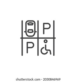 Car parking zone line icon. linear style sign for mobile concept and web design. Parking lot outline vector icon. Symbol, logo illustration. Vector graphics