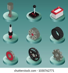 Car part color isometric icons