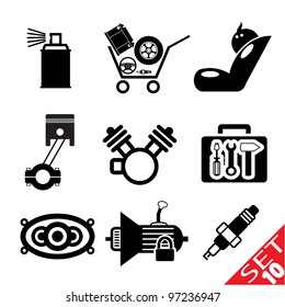 Car part icon set 10. Vector Illustration.