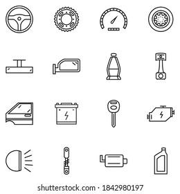 car part icon set line style for your design