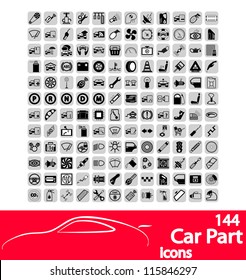 Car part icons set. Vector Illustration.