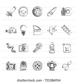 Car part and services icons  1 - vector icon set