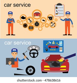 Car part set of repair icon vector illustration. Auto service maintenance icon