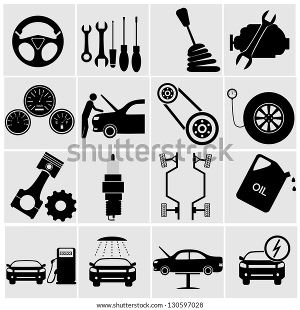car part set of repair icon vector illustration.Car\
service maintenance icon