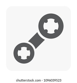 Car part and tool icon on white.