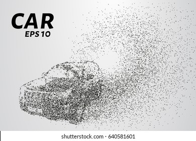 Car from the particles. The car consists of small circles and dots. Vector illustration