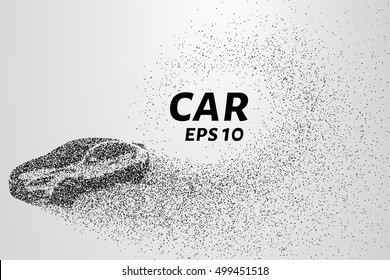 Car from the particles. The car disintegrates to smaller molecules. Vector illustration.