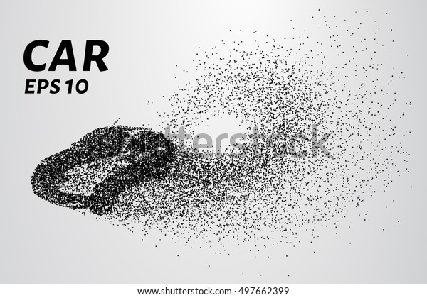 Car from the particles. The transport\
consists of small circles. Vector\
illustration