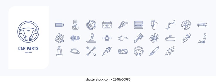 Car parts and automobile vector icon set