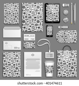 Car parts Corporate identity template set. Business stationery mock-up with logo. Branding design. Auto Spare Parts background.