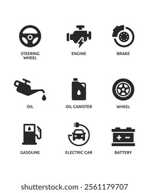 Car parts flat icon set stock illustration