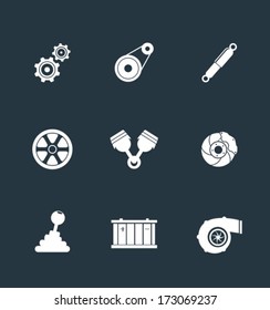 Car parts flat icons