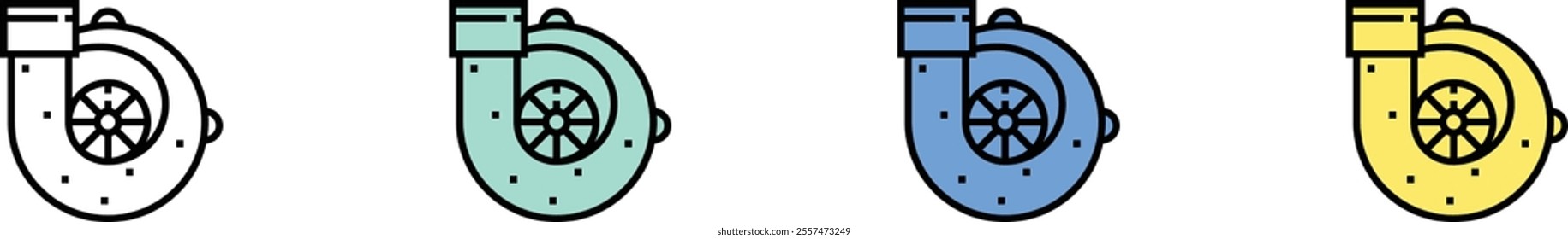 car parts icon. Outline, Green, Blue and Yellow Style Design Isolated On White Background