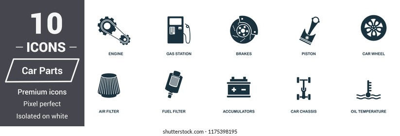 Car parts icons set. Premium quality symbol collection. Car parts icon set simple elements. Ready to use in web design, apps, software, print