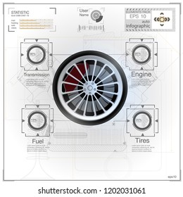 Car parts icons set. realistic illustration of car parts vector icons for web
