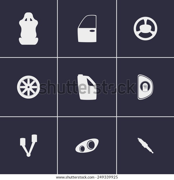 car parts\
iconsset of icons on a theme car\
parts