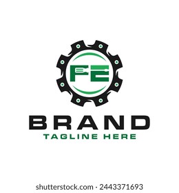 car parts illustration logo design with the letter FE