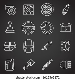 Car parts outline icons set on background for graphic and web design. Creative illustration concept symbol for web or mobile app.