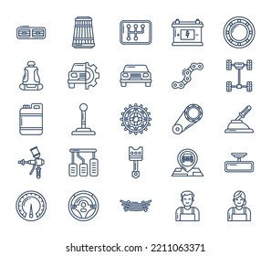 Car parts and service icon set svg