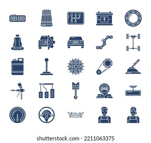 Car parts and service icon set