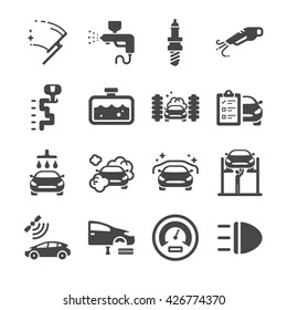 Car parts and car services icon set 2. Included the icons as car, wash, check, coat, fix, garage and more.
