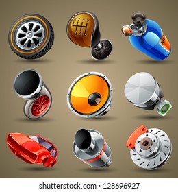 Car parts and services icons