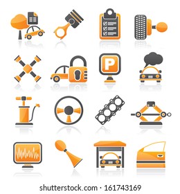 Car parts and services icons - vector icon set 2