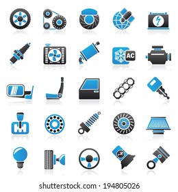 Car Parts And Services Icons - Vector Icon Set 