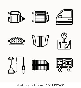Car parts Set of Line vector icons